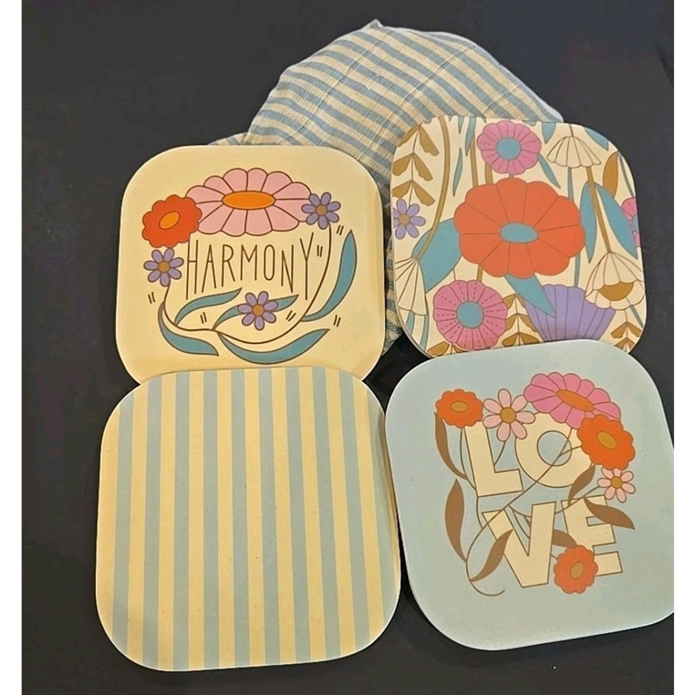 Tate + Zoey Elizabeth Olwen Love Bamboo Coaster Set Of 4 (C47)